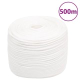 VidaXL Fr&acirc;nghie de barcă, alb complet, 10 mm, 500 m, polipropilenă