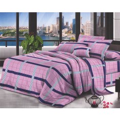 Lenjerie de pat pentru o persoana cu husa de perna dreptunghiulara, Leith, bumbac mercerizat, multicolor
