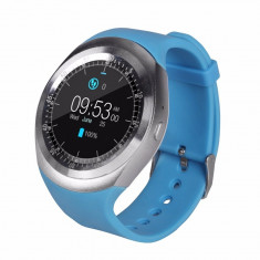 Ceas Smartwatch MediaTek Y1 Blue, Ecran Touchscreen, Bluetooth, SIM Notificari, Pedometru foto