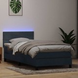 vidaXL Pat cu arcuri cu saltea și LED, gri &icirc;nchis, 80x220 cm, catifea 3316906