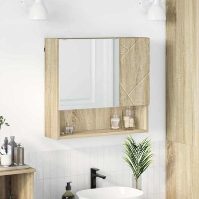 vidaXL Dulap cu oglindă Stejar sonoma 59 x 17 x 55 cm Lemn compozit 883366 foto