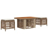 vidaXL Set de masă pentru grădină cu pernă 3 pcs Bej și crem poliratan 42026752