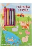 Coloram ferma. Carte de colorat cu 4 creioane cerate