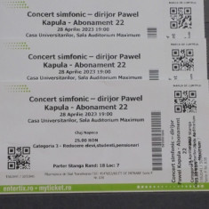 3 BILETE LA CONCERT SIMFONIC- DIRIJOR PAWEL KAPULA - CASA UNIVERSITARILOR, CLUJ