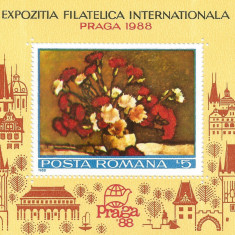 România, LP 1207/1988, Exp. Filat. Intern. "Praga '88", coliţă dantelată, MNH