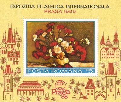 Rom&amp;acirc;nia, LP 1207/1988, Exp. Filat. Intern. &amp;quot;Praga &amp;#039;88&amp;quot;, coliţă dantelată, MNH foto