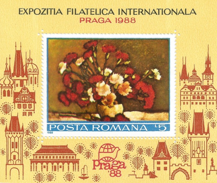 Rom&acirc;nia, LP 1207/1988, Exp. Filat. Intern. &quot;Praga &#039;88&quot;, coliţă dantelată, MNH