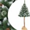 Brad de Craciun artificial cu conuri si varfuri albe, trunchi inalt, 220cm(Brazi)