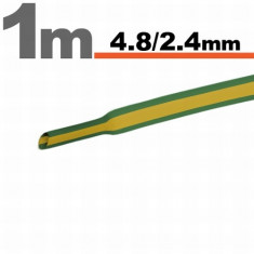 Tub termocontractibil pentru izolare ,marcare si protectie Galben-verde 4,8 / 2,4 mm, 5m foto
