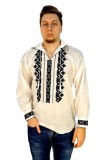 Bluza tip ie barbati RB187, Dacali, alb/negru, marime S, Bumbac