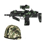 Set pusca de jucarie tip mitraliera cu sunete si casca soldat, Oem