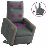 vidaXL Fotoliu de masaj rabatabil cu ridicare, gri &icirc;nchis, textil