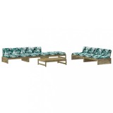 Set mobilier de gradina cu perne, 6 piese, lemn de pin tratat