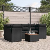 Cumpara ieftin Set canapele de grădină cu perne, 7 piese, negru, poliratan
