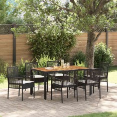 vidaXL Set de masă pentru grădină 7 pcs Negru Rattan poli 3334904