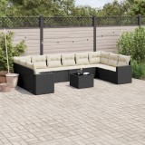 Cumpara ieftin Gossi set canapele de gradina cu perne, 11 piese, negru, poliratan
