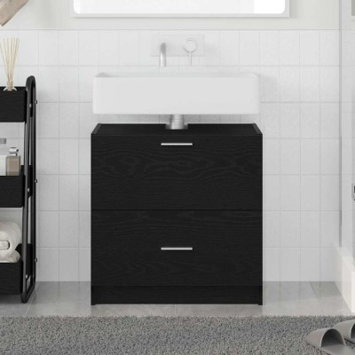 vidaXL Cabinet pentru Chiuvetă Stejar Negru 59x37x59 cm Wood Engineered foto