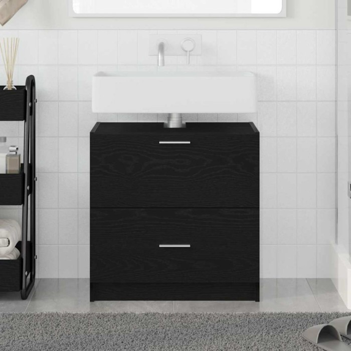 vidaXL Cabinet pentru Chiuvetă Stejar Negru 59x37x59 cm Wood Engineered