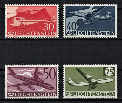 LIECHTENSTEIN 1960 - Aviatie, posta aeriana /serie completa MNH [Michel 30&amp;euro;] foto