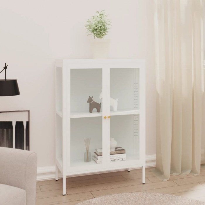 vidaXL Servantă, alb, 75x35x105 cm, oțel și sticlă 336071