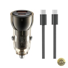 Incarcator Auto Cu Cablu USB-C XO Design CC60 60W 3A 1 x USB-A - 1 x USB-C Negru