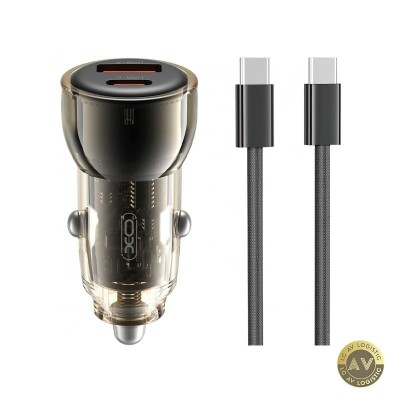 Incarcator Auto Cu Cablu USB-C XO Design CC60 60W 3A 1 x USB-A - 1 x USB-C Negru foto