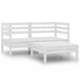 VidaXL Set mobilier de grădină, 3 piese, alb, lemn masiv de pin
