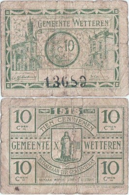 1918 , 10 centiemen ( DB WE124 ) - Wetteren ( Belgia ) foto