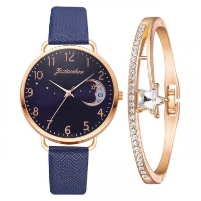 Set cadou cu ceas de dama Fulaida albastru XR4379 si bratara eleganta foto