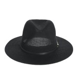 Palarie Fedora neagra cu banda subtire decorativa