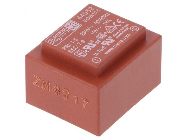 Transformator &Icirc;ncapsulat 1VA 230VAC 15V 67mA PCB
