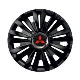 Set 4 capace roti Negre Cu Inel Cromat Royal R15 Compatibil Cu Mitsubishi
