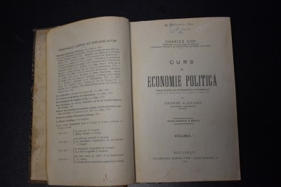Curs de economie politica vol I 1921 foto
