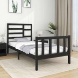 VidaXL Cadru de pat Small Single 2FT6, negru, 75x190 cm, lemn masiv