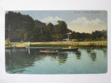 Roman(Neamt):Vedere din gradina,carte postala circulata 1922 cu timbre de ajutor, Printata