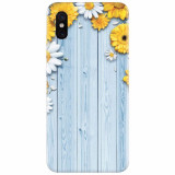 Husa silicon pentru Xiaomi Mi 8 Pro, Sunflower On Blue Wood