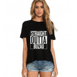 Tricou dama negru - Straight Outta Buzau - 2XL