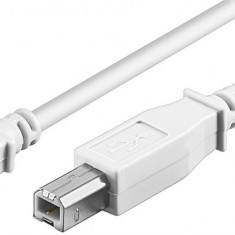 Cablu USB 2.0 Hi-Speed USB tip A tata - USB tip B tata 1m alb cupru Dublu ecranat Goobay 96186