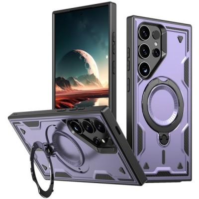 Husa military armour cu inel metalic, ALC MOBILE, compatibila cu Samsung Galaxy S25 Ultra, Mov foto
