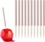 Set de 20 betisoare pentru mere glazurate JJYHEHOT, bambus/plastic, natur/roz, 15 cm