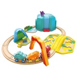 Set trenulet din lemn cu dinozauri Hape 27 piese