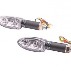 Set semnalizari moto MRT-046, LED 12 SMD-Diode, E-mark, culoare negru/alb Cod Produs: MX_NEW KRZTNL020