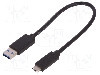 Cablu USB A mufa, USB C mufa, USB 3.0, lungime 0.25m, {{Culoare izola&amp;#355;ie}}, QOLTEC - 50420