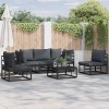 VidaXL Set de canapele pentru grădină cu pernă 6 pcs Negru Aluminiu 3378847
