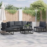 Cumpara ieftin Set de canapele pentru grădină cu pernă 5 pcs Negru Aluminiu