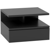 HOMCOM Noptieră Suspendată cu Sertar și Raft Superior din Lemn, 35x32x22,5 cm, Negru | Aosom Romania