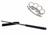 Set Autoaparare: Baston Telescopic 66cm, Pumnal Box Craniu Argintiu, Otel, Multicolor, Husa Curea