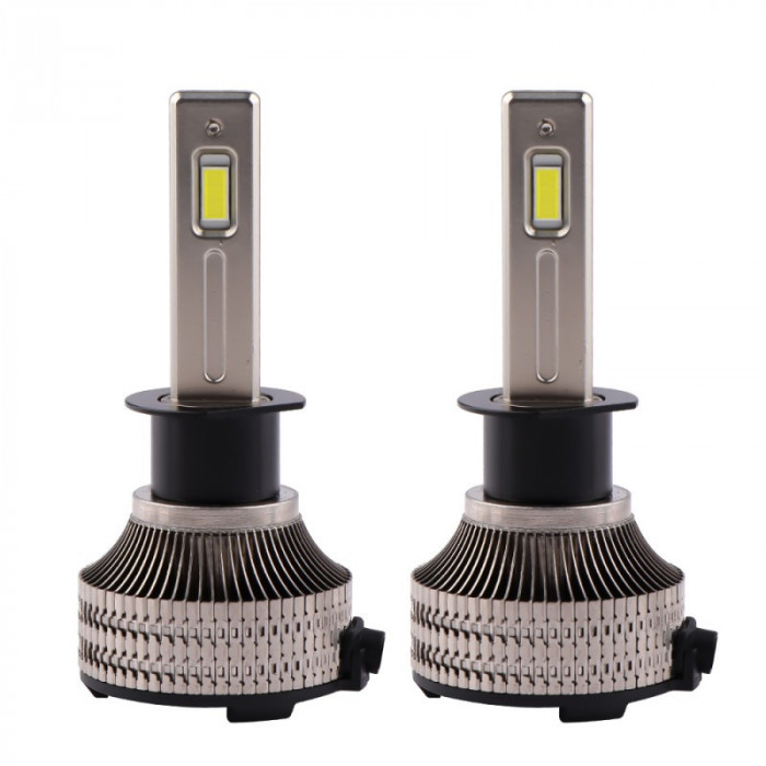 Set 2 LED-uri Auto Techstar&reg; P30, H1, 80w, 14000 Lumeni, 6500K, AUTO, 12-24 Volti, CSP, Canbus, Miez Cupru, Radiator Aluminiu