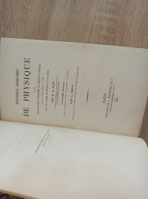 Nouveaux probl&amp;egrave;mes de physique ,1867, SEMNATA DE ARHITECT C-TIN MINESCU foto