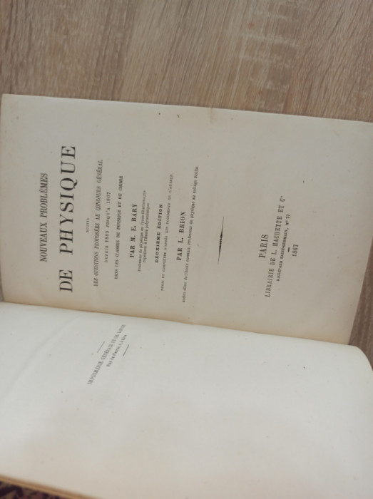 Nouveaux probl&egrave;mes de physique ,1867, SEMNATA DE ARHITECT C-TIN MINESCU